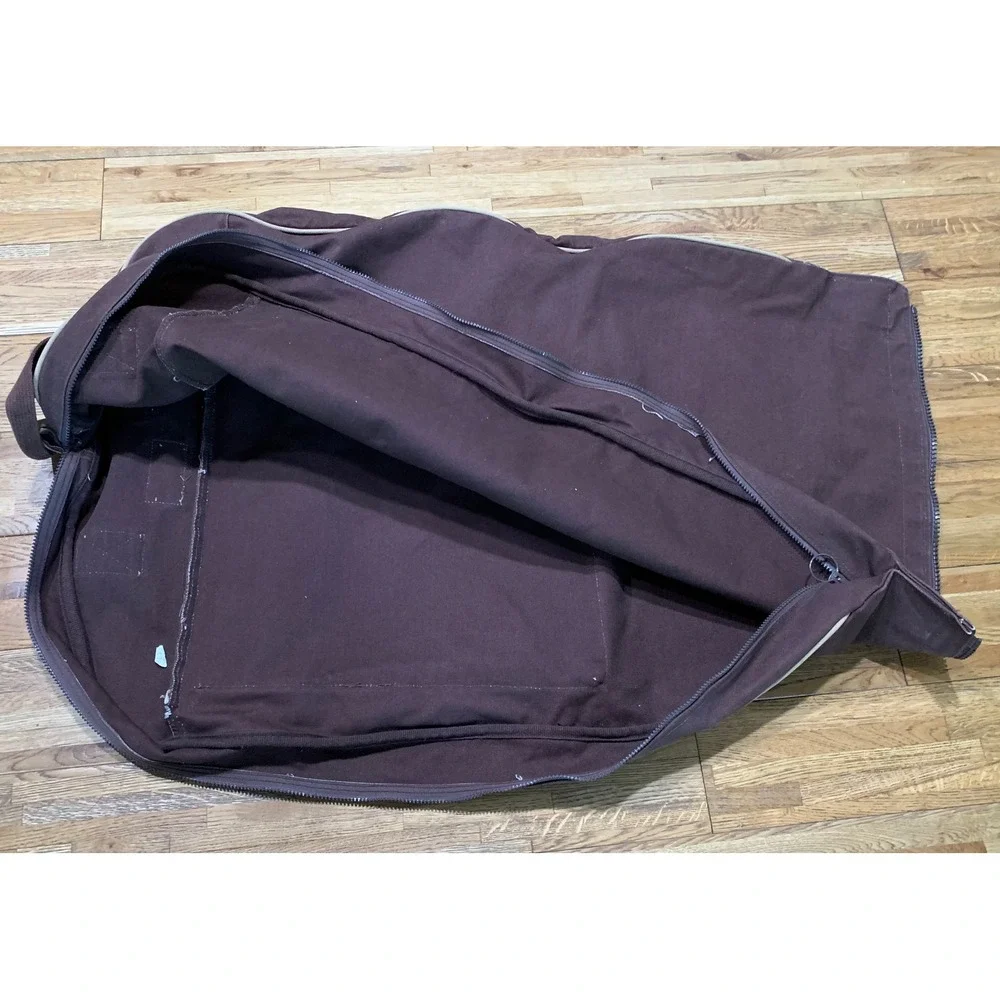 Lands End Square Rigger Garment Bag Brown Canvas Vintage Retro Travel Minimalist
